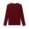 Elegant Rhinestone Long Sleeve Round Neck Base Layer Top for Women