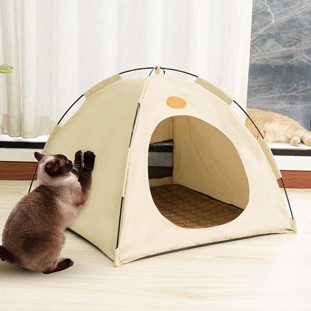 Pop-Up Haustierzelt Tragbar Atmungsaktiv Nicht Zusammenklappbar Katzenhaus Sommer Frühling Haustierhaus für Innen Außen