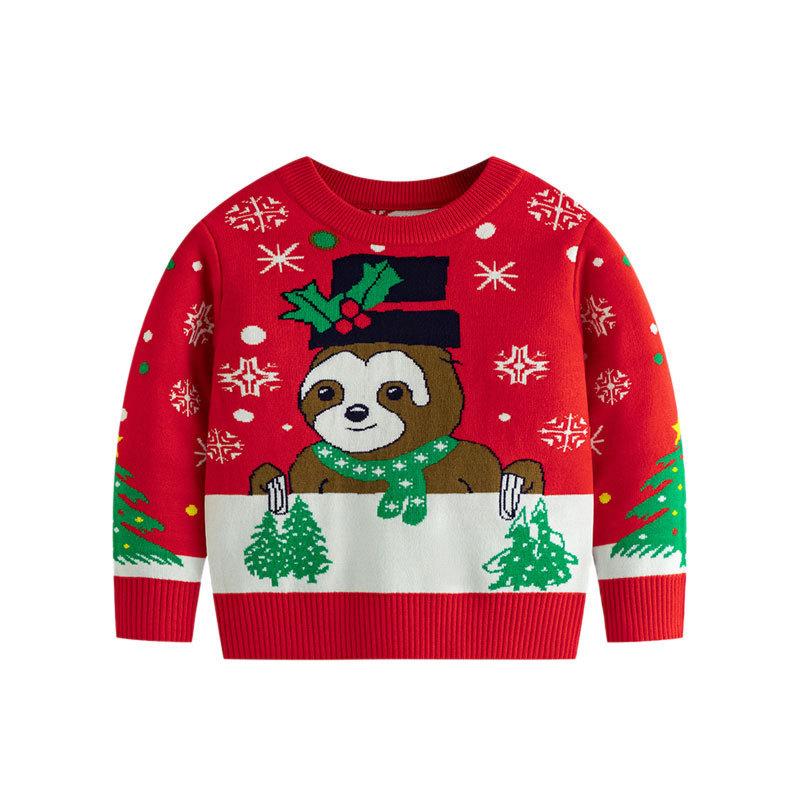 Bebek Noel Yuvarlak Yaka Örme Kazak Erkek ve Kız Çocuklar için