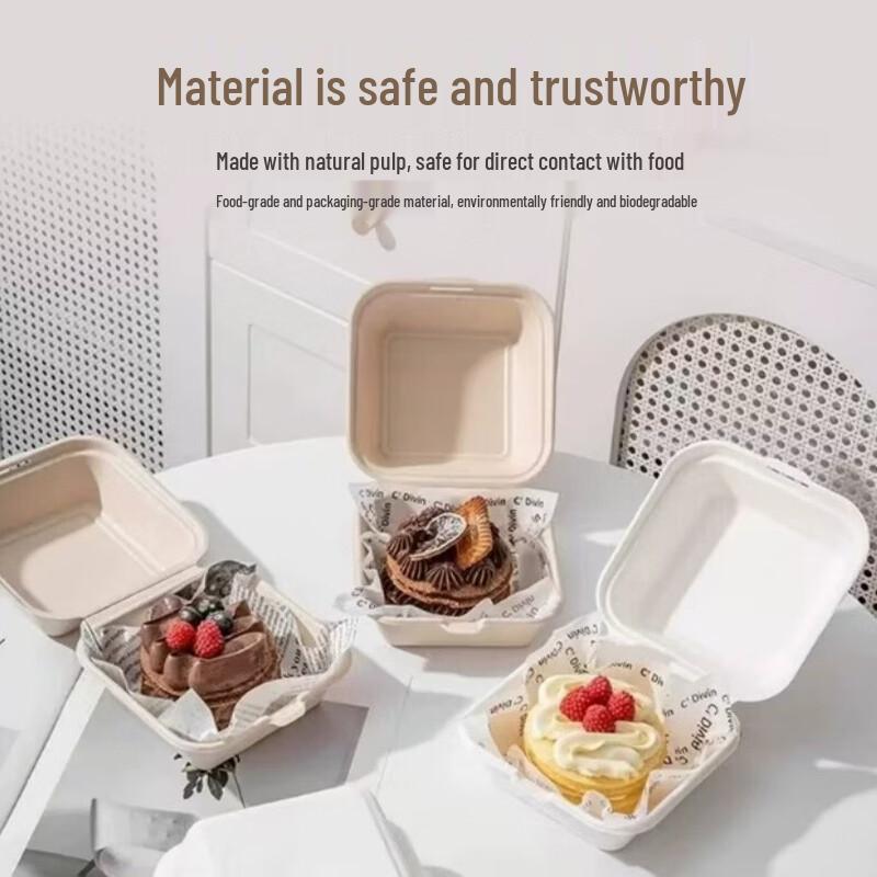 AVADEN Biodegradable Dessert Takeaway Boxes with Lids (50-Pack)