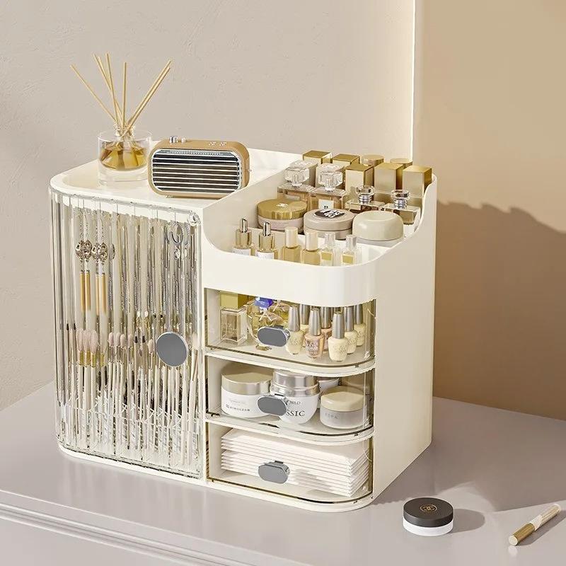 Cosmetic Organizer Makeup Storage Box Drawer Layers Luxury Desktop Storage Cabinet Table Dustproof Lipstick Powder Storage Box