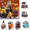 Mini Christmas Village Houses LED Lighted Resin Cottage Figure Christmas Decorations Seasonal Electric Figures For Fireplace