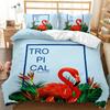 Flamingo Duvet Cover Couple Flamingo Palm Leaf Twin Bedding Set Tropical Botanical Leaves Summer King Size Polyester Quilt Cover