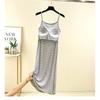 Chest Pad Modal Suspender Skirt Plus Size Slimming Chest Cotton One-Piece Bottoming Underdress Ice Silk Stripe Mid-Length Nightdress