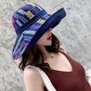 Ethnic style double-sided bucket hat women's big edge Internet celebrity versatile summer hat women's sun protection hat sun hat spring and autumn