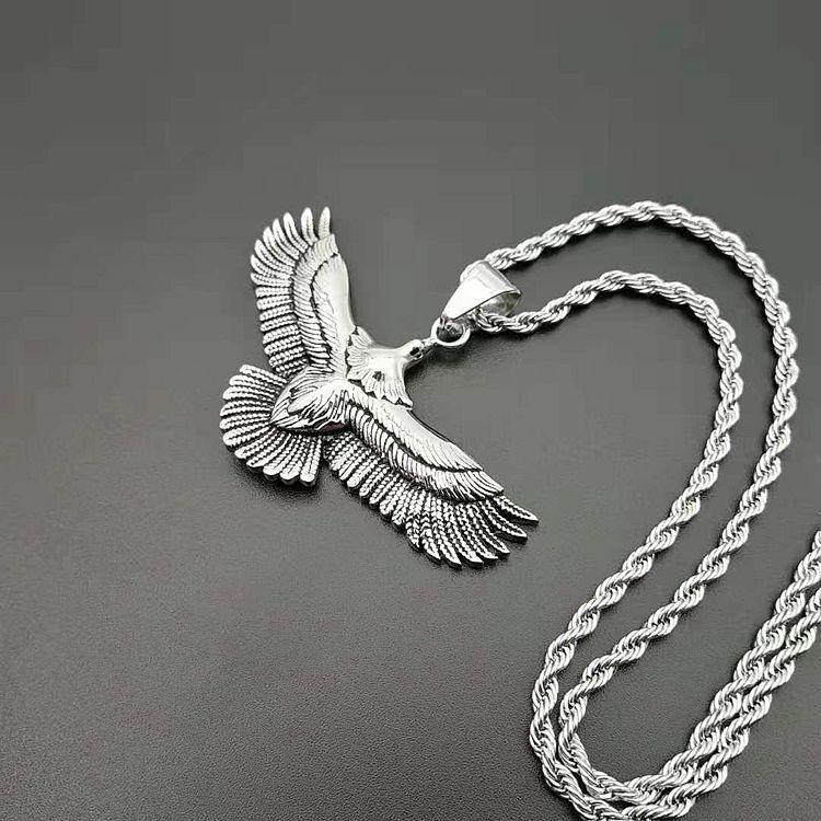 European and American Cross-border, Retro Punk Jewelry, Polished Smeared Eagle Pendant Pendant.