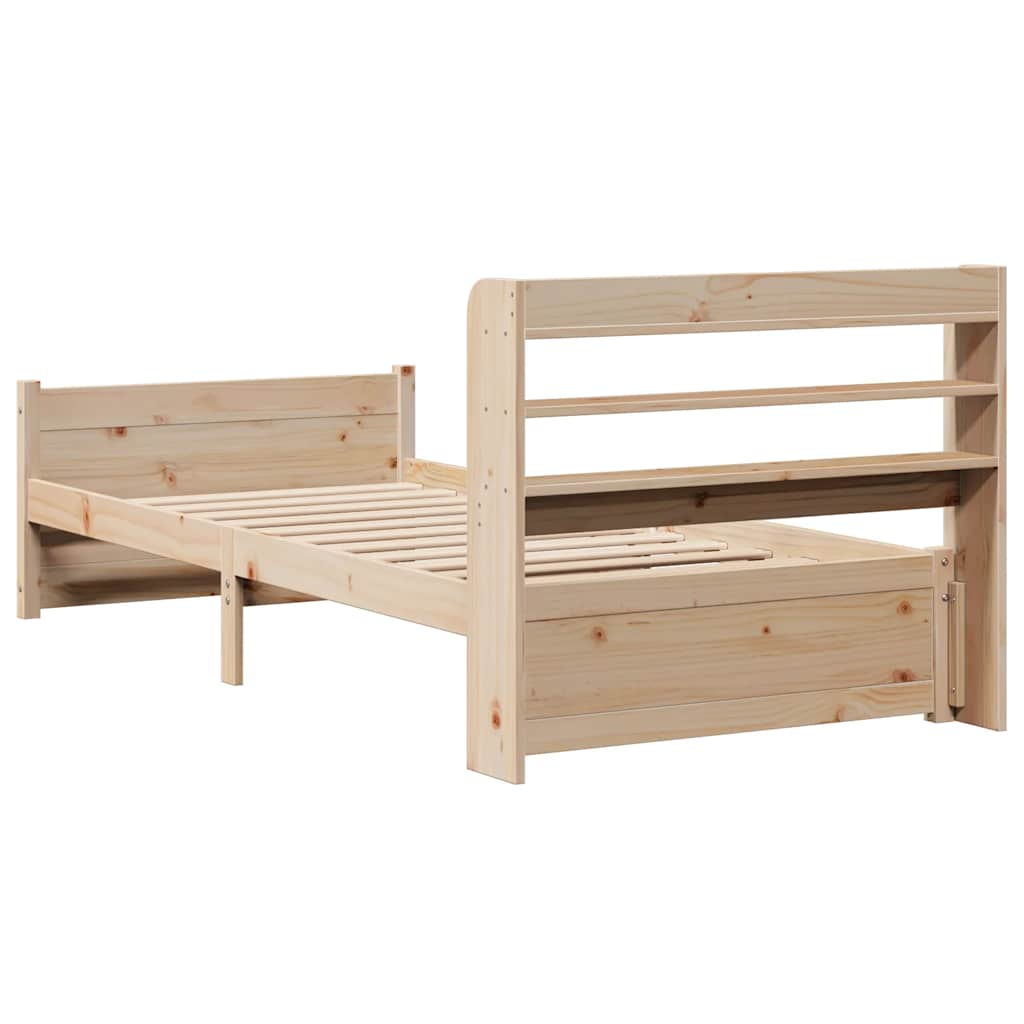 Wooden Bed Frame with Headboard Without Mattress 75x190 Cm