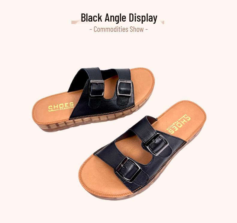 Women's Summer Leather Sandals 2025, Comfortable Soft Sole, Fashionable Versatile Outdoor Buckle Design