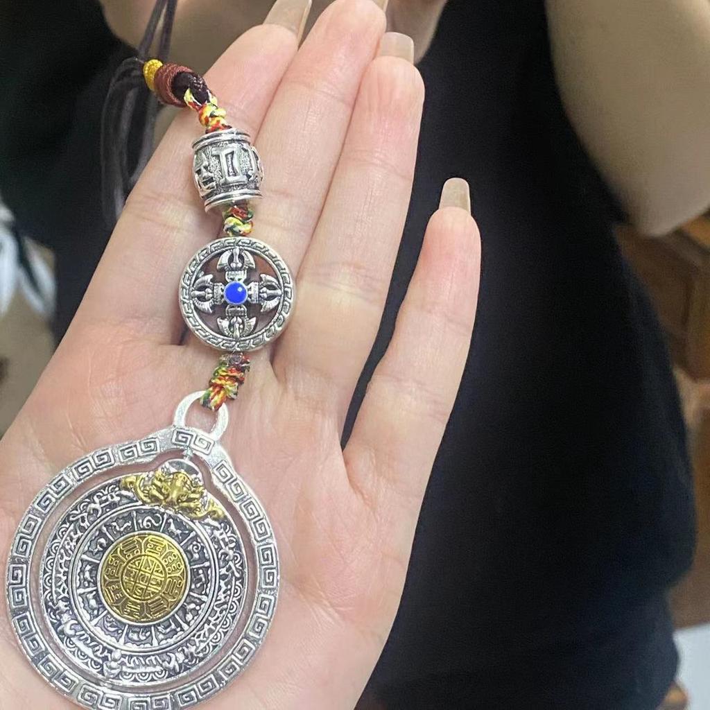 Zen Necklace Cool Jiugong Bagua Rotatable Waist Tag Lucky Pendant