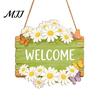 Lente Portiek Bord Houten Welkom Bord, Rustiek Deurhanger 2D Margriet Vlinder Print, Buiten Entree Halloween Thanksgiving Pasen Seizoensgebonden