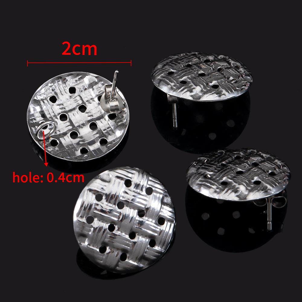 10pcs Geometric Stainless Steel Matte Round Heart Square Stud Earrings Women Earring Base Jewelry Making DIY Punk Accessories