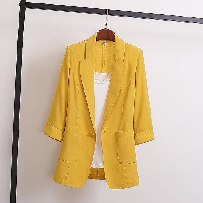 Completo Leggero in Cotone e Lino da Donna per Primavera ed Estate, Moda Casual Stile Britannico, Mini Completo in Cotone e Lino, Blazer Taglie Forti