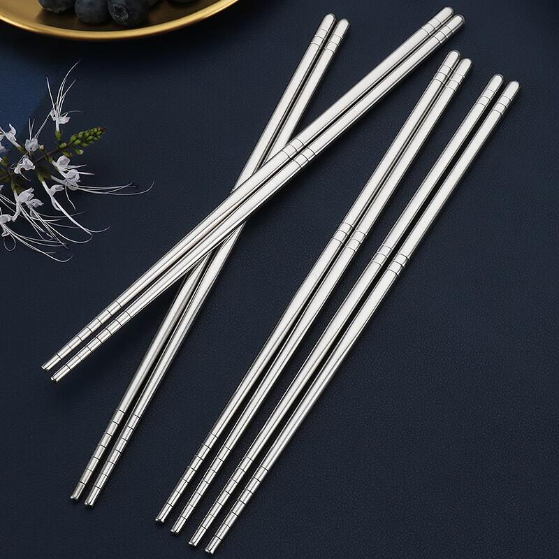 Homeglen 304 Stainless Steel Square Chopsticks (10 Pairs)