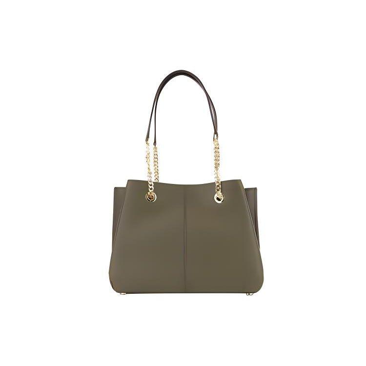 Michael Kors Teagen Logo Chain Large Capacity Solid Color Commuter Leather Shoulder Tote Bag Women Bags Green 35S0GXZS7L-DUFFLE