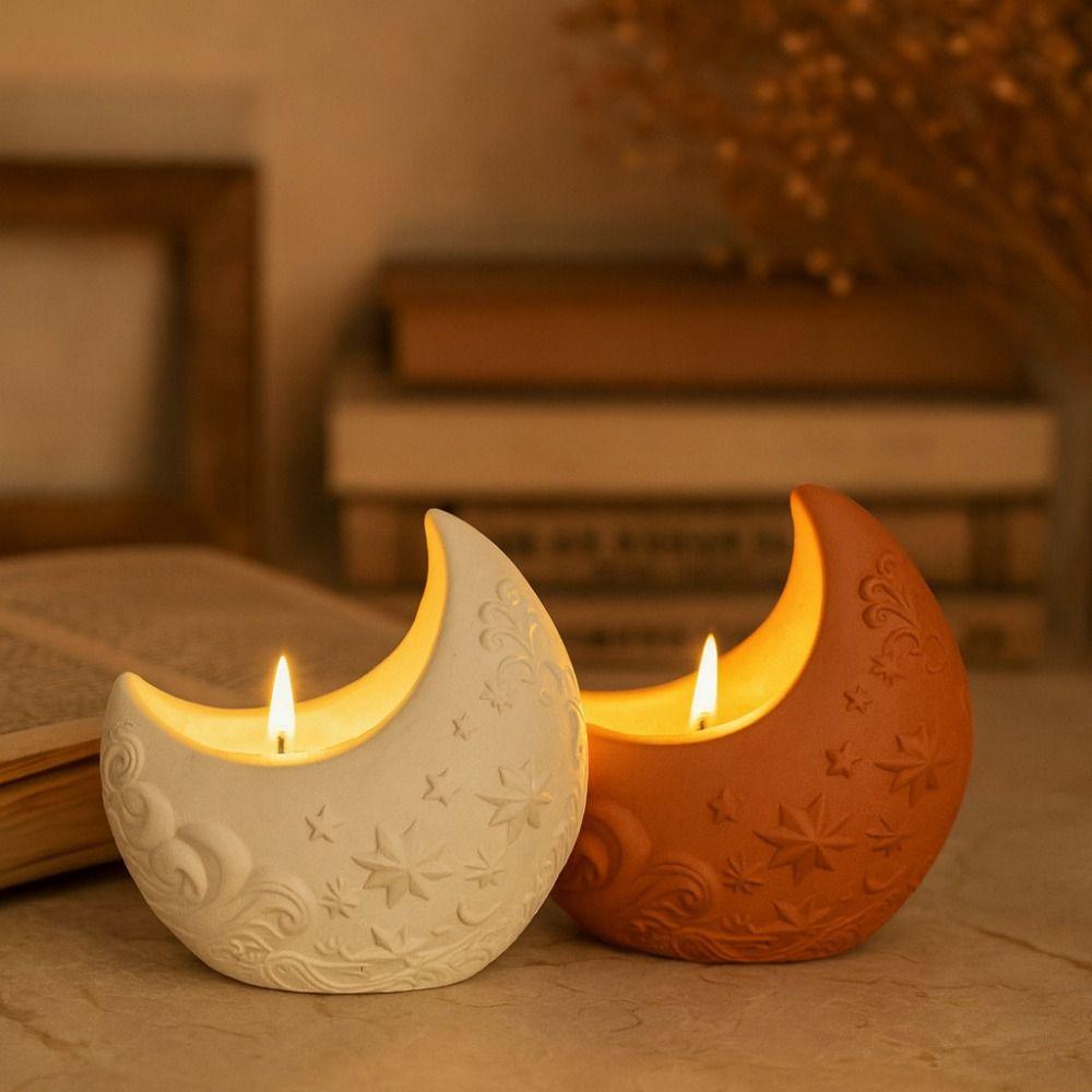 Creative Moon Shape Aromatherapy Candle Mold 3D Reusable Plaster Mold Handmade Silicone Scented Candle Mold Home Decor
