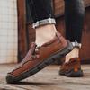 Fashion Handmade Leather Men Shoes Vintage Zipper Design Sneakers Hollow Out Breathable Comfy Casual Leather Mens Outdoor Walking Shoes