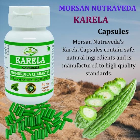Melon Amer Morsan Nutraveda (Momordica Charantia, Karela) Capsule d'Extrait | Paquet de 60 X 500 mg. Végétarien. Gélules (4 Paquets de 60 Gélules)