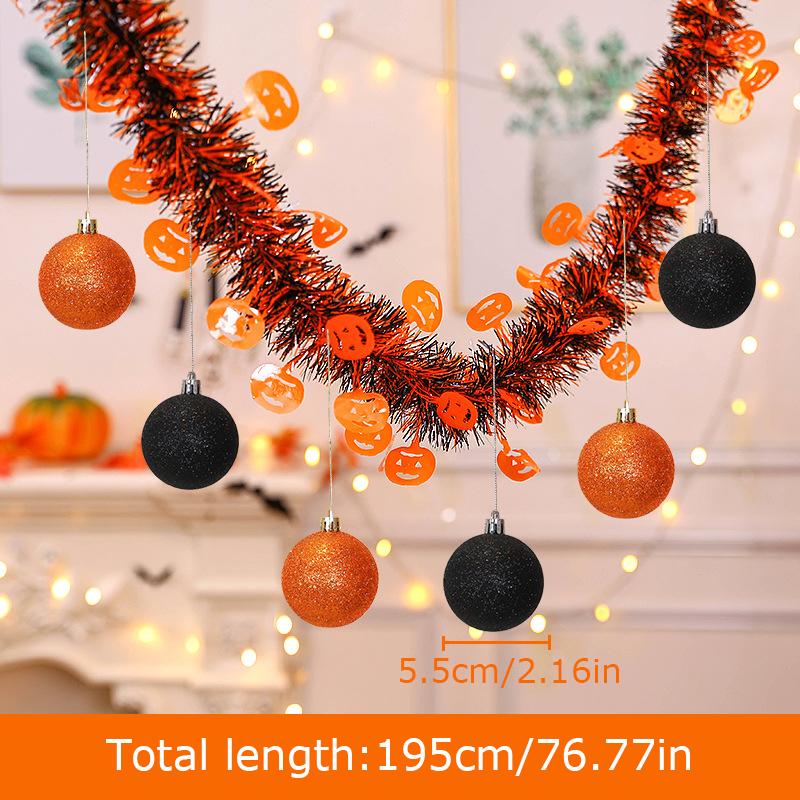 Halloween Ball Pendant DIY Plastic Atmosphere Decor Artificial Pumpkin Ornaments Cartoon Pattern Background Decoration 2 Styles