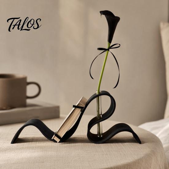 3D Printed Wave Bookshelf, Modern Abstract Ribbon Style Book Stand, Elegant Desk Organizer for Book Magazines, Flower Vase Home Office Decor