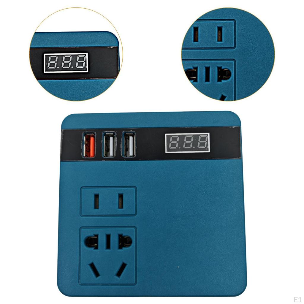 Power Inverter with USB Ports Sturdy Converter for Travel Outdoor Work Dark Blue