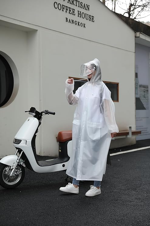 Raincoat with Double Brim and 2 Pockets for Men and Large Size Rain Long Stylish Rainy Season for Bicycles and for Commuting To Work or Snowproof