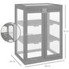 3-tier Wood Greenhouse Garden Polycarbonate Cold Frame Balcony Grow House W/ Storage Shelf for Plants, Flowers, Dark Grey