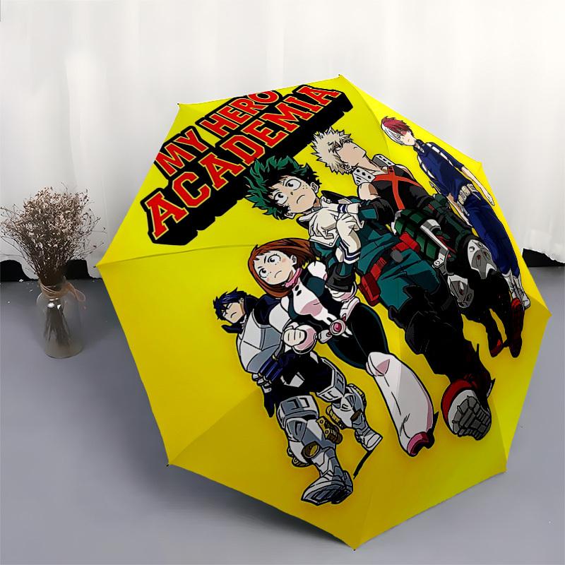 1pc My Hero Academia: Automatic Opening/Closing Umbrella with Portable Tri-Fold Design, 8-Bone Iron Frame - Outdoor for Fans, Travelers, Everyday Use,