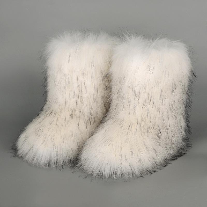 Women's Cross-Border Plush Winter Boots: Warm Short and Mid-Calf Styles with Imitation Fur for Snow.