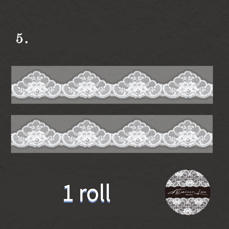 6 rolls/set, vintage washi tape, lace elements, can be used for border decorations, scrapbook and journal stickers, self adhesive