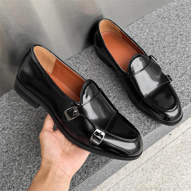 2026 New Korean Big Size Dress Shoes for Men Fashion Casual Black Leather Shoes Male Spring Autumn Buckle Designer Shoe Man
