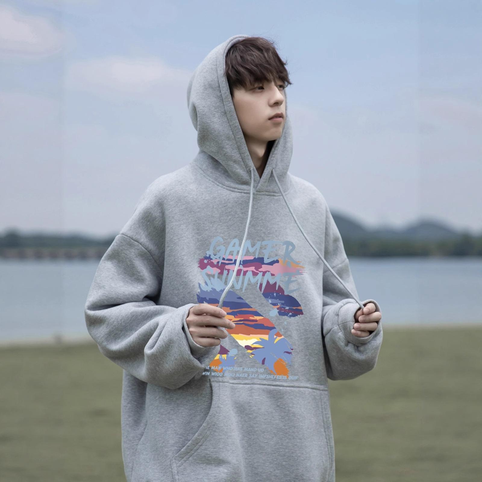 

Ретро темно-синий худи для мальчиков Осень и Зима Подростки Бархатная Утепленная Одежда Куртка 5XL