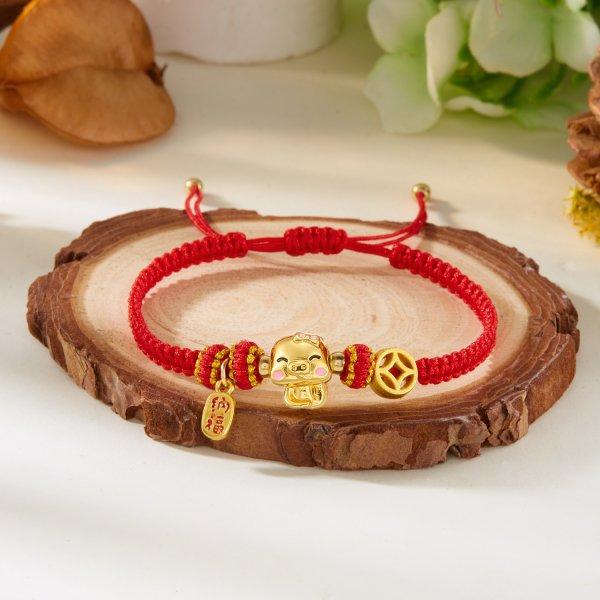 Chinese Style Lucky Red Rope Cinnabar Beads Zodiac Snake Bracelet for Women Pendant Bracelets Blessing New Year Jewelry Gift