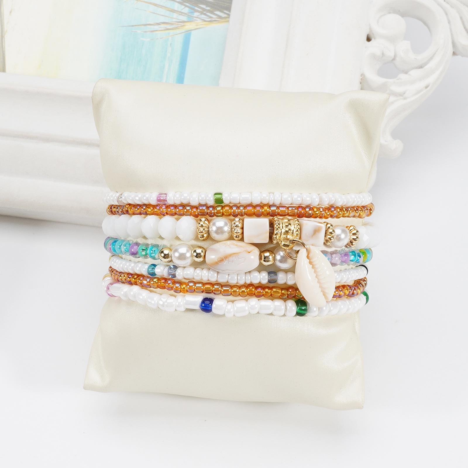 

Bohemian Shell Pendant Bracelet for Girls - Geometric Beaded Seaside Accessory