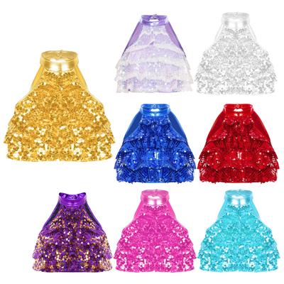 Kinder Mädchen glänzende Pailletten gestuft ärmelloses Tanktop Modern Dance Kostüme Gymnastic Dancewear