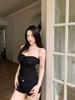 #Summer New Pure Desire Wind Spice Girl Wind Fungus Pleated Edge Neck Sling Vest Slim-fit Outerwear Top