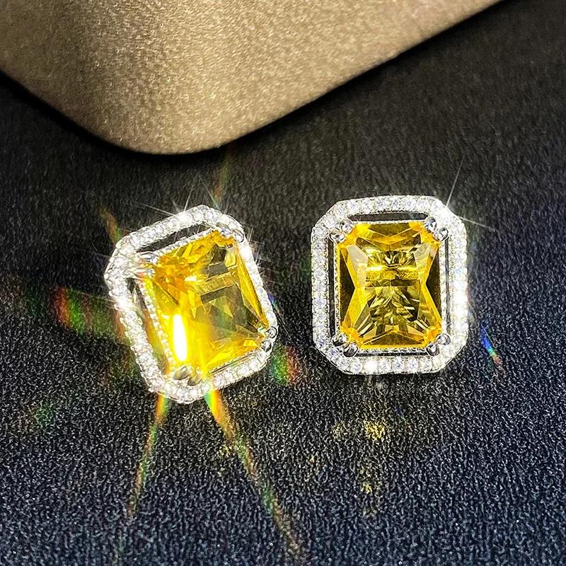 CAOSHI Módní žluté kamenné náušnice pro ženy Trendy zásnubní šperky Všestranné stylové náušnice s propíchnutím Příslušenství Dárek