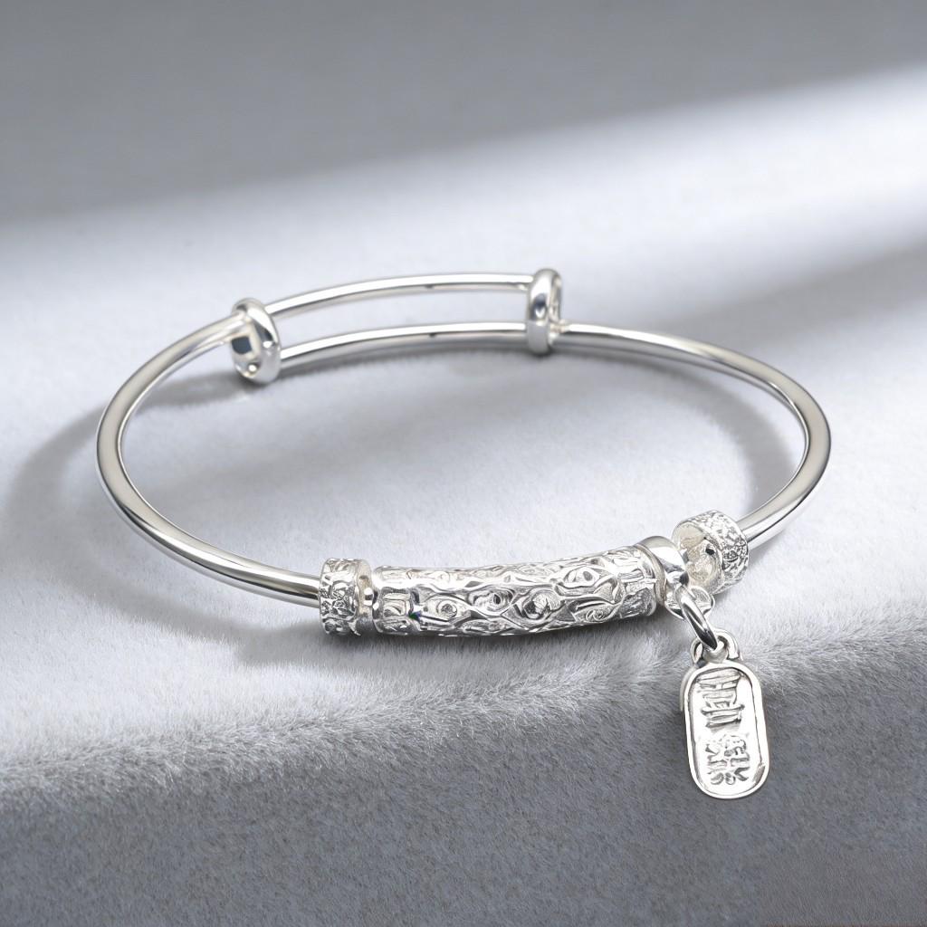 Pure Silver Auspicious Clouds Bracelet - Peace & Joy Women s Style Thickened White Copper Plating