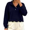 Women's Fashion Color Long Sleeve Collared Pullover Sweatshirt Casual Loose Fit Top