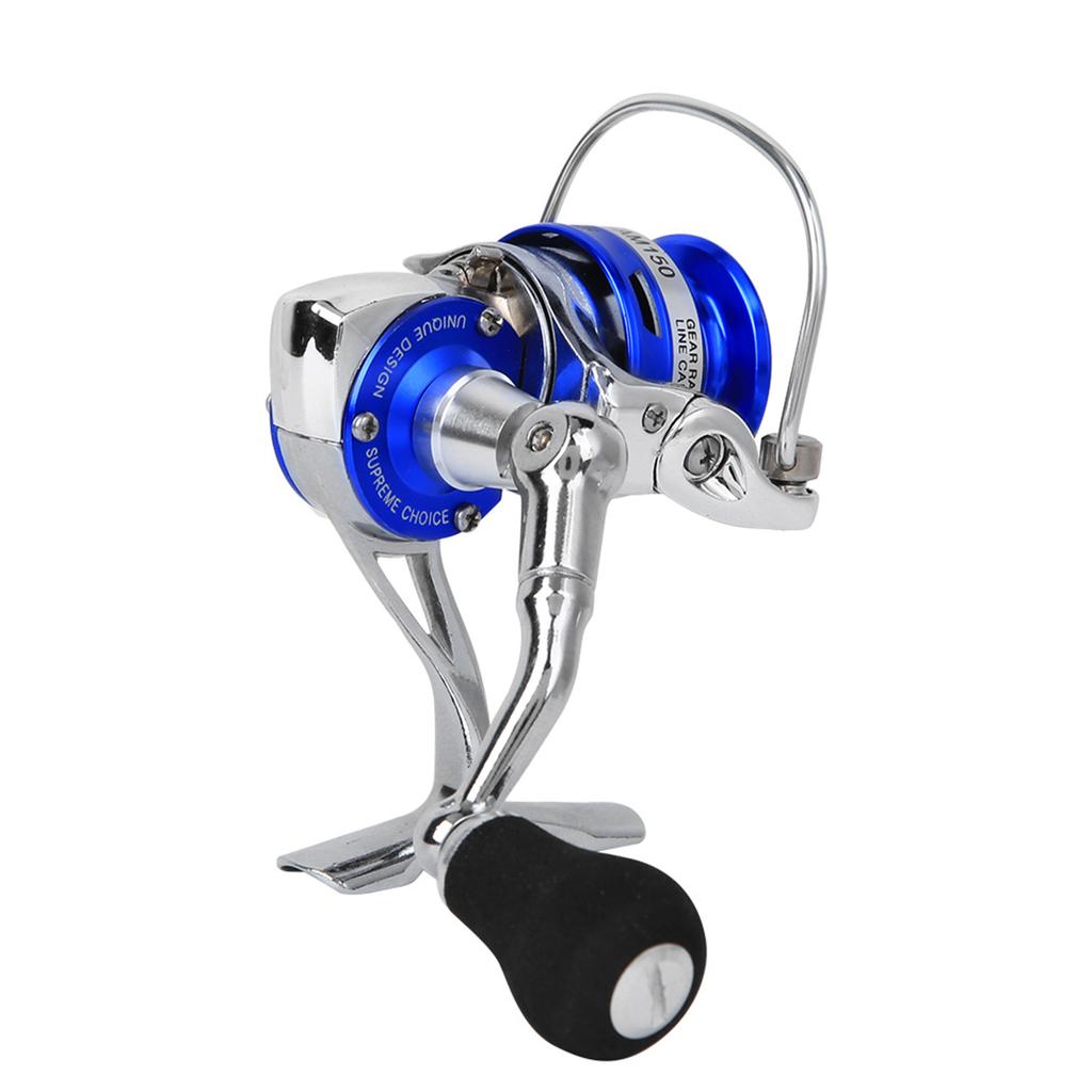 All Metal Mini Ice Winter Rock Sea Fishing Lure Spinning Reel Fishing Ling Wheel Tackleblue silver