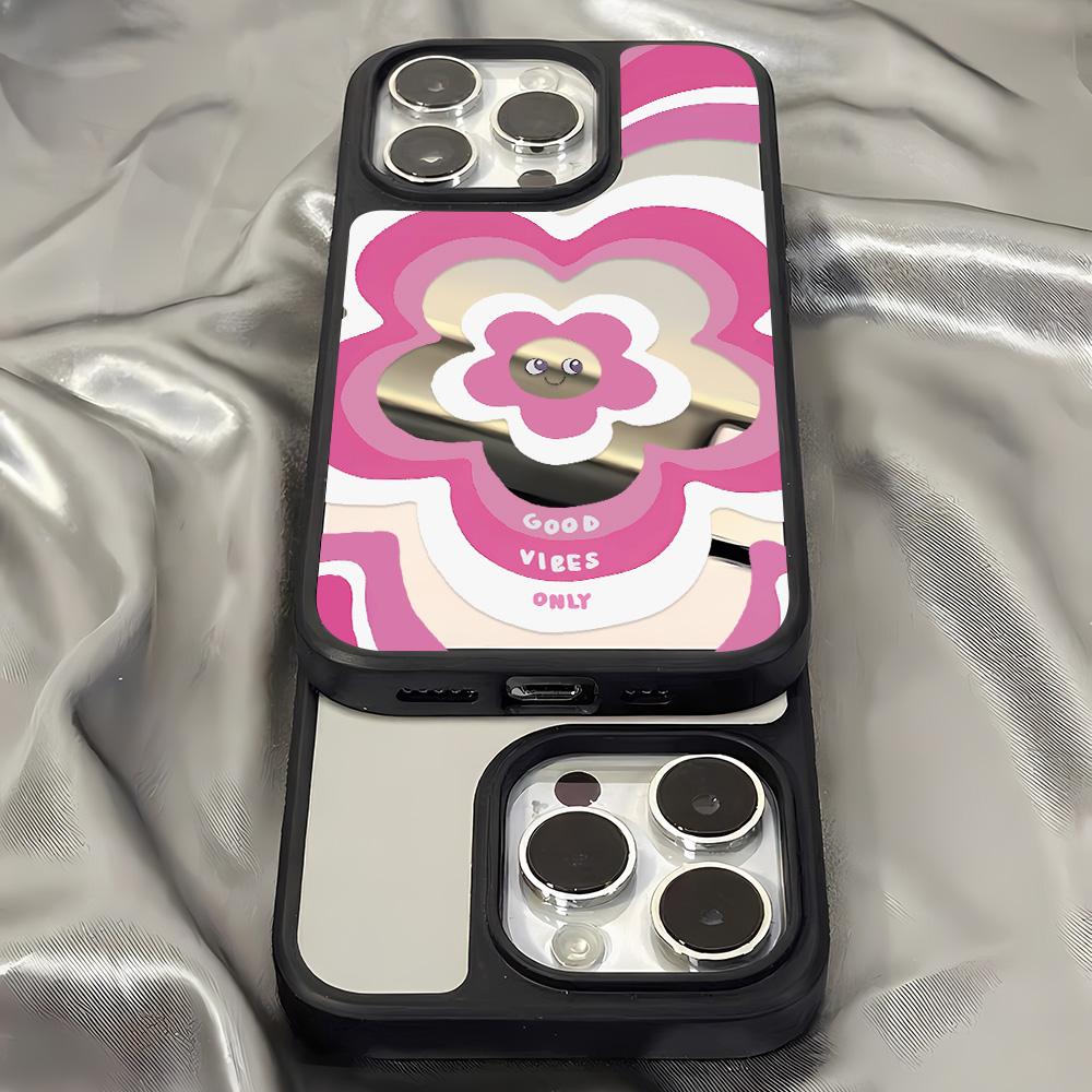 Mirror Phone Case for iPhone 15 11 13 14 for 15 16 Pro Max 12 13 16 Pro Cloud Flower and Animal Cute Style Phone Case