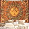 1 piece, 2D flat sun and moon tapestry, vintage bohemian wall hanging with a smiling sun pattern, wsj
