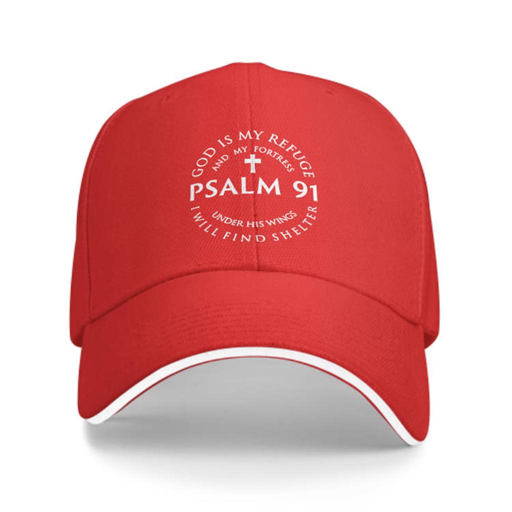 1Pc Adjustable Baseball Cap - Psalm 91 Scripture - Christian Religious Hat With, Adjustable Strap For Truck Drivers, Church, Eve