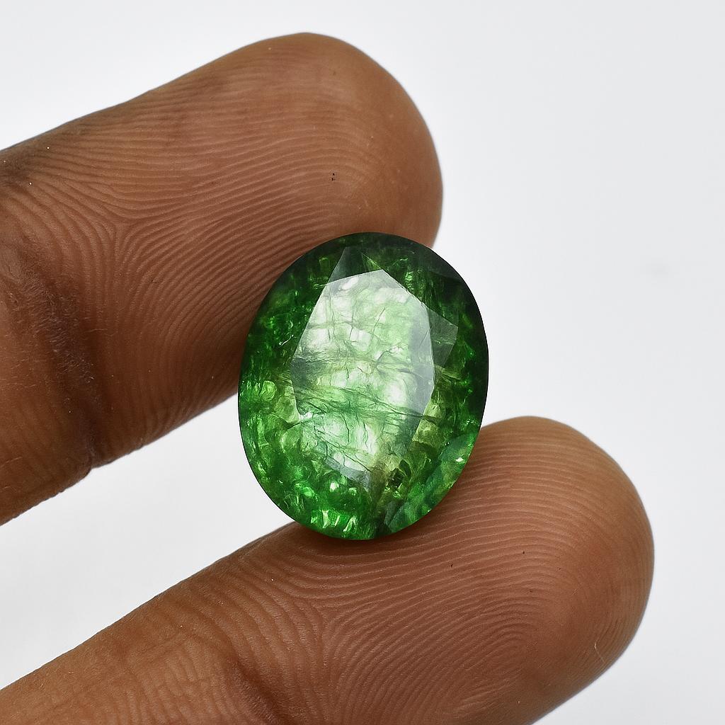 

Natural Green Emerald 11.05ct Oval Cut Certified Loose Gemstone 15.5 mm approx. зелений