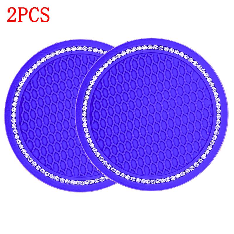 1/2PC Car Non-slip Water Cup Pad Diamond Rhinestone Bling Decoration Auto Interior Cup Bottle Anti-skid Rubber Mat