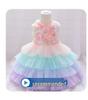Elegant Girls' Princess Dress - Bow Puff Sleeve Birthday & Fashion Show Gown