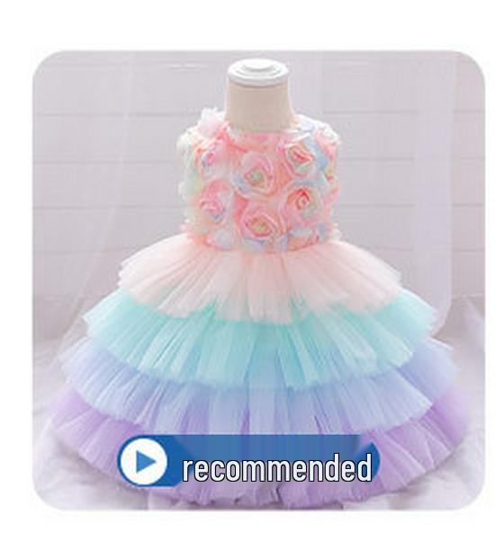 Elegant Girls' Princess Dress - Bow Puff Sleeve Birthday & Fashion Show Gown