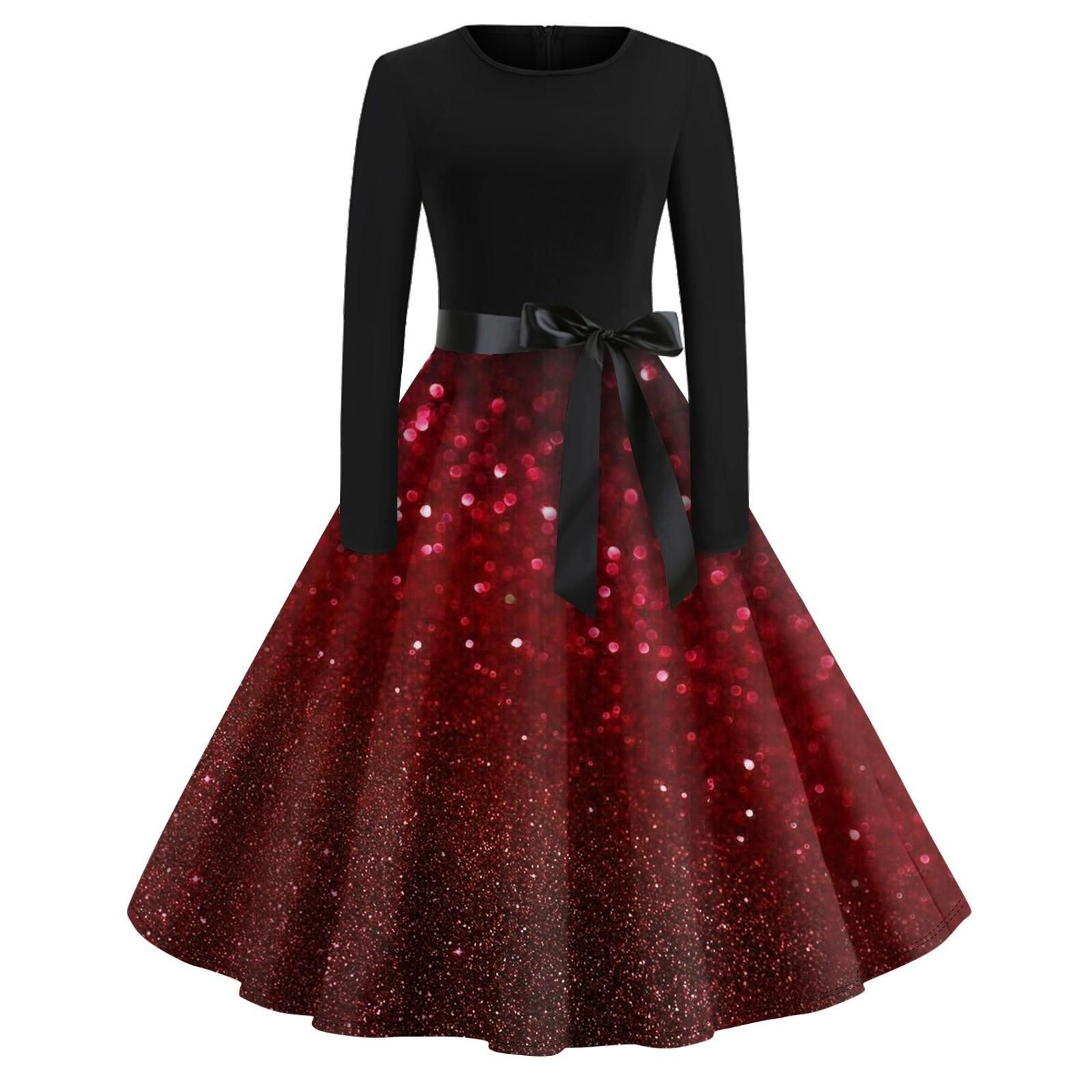 Рождественское платье с расклешенным принтом для женщин — фото 9