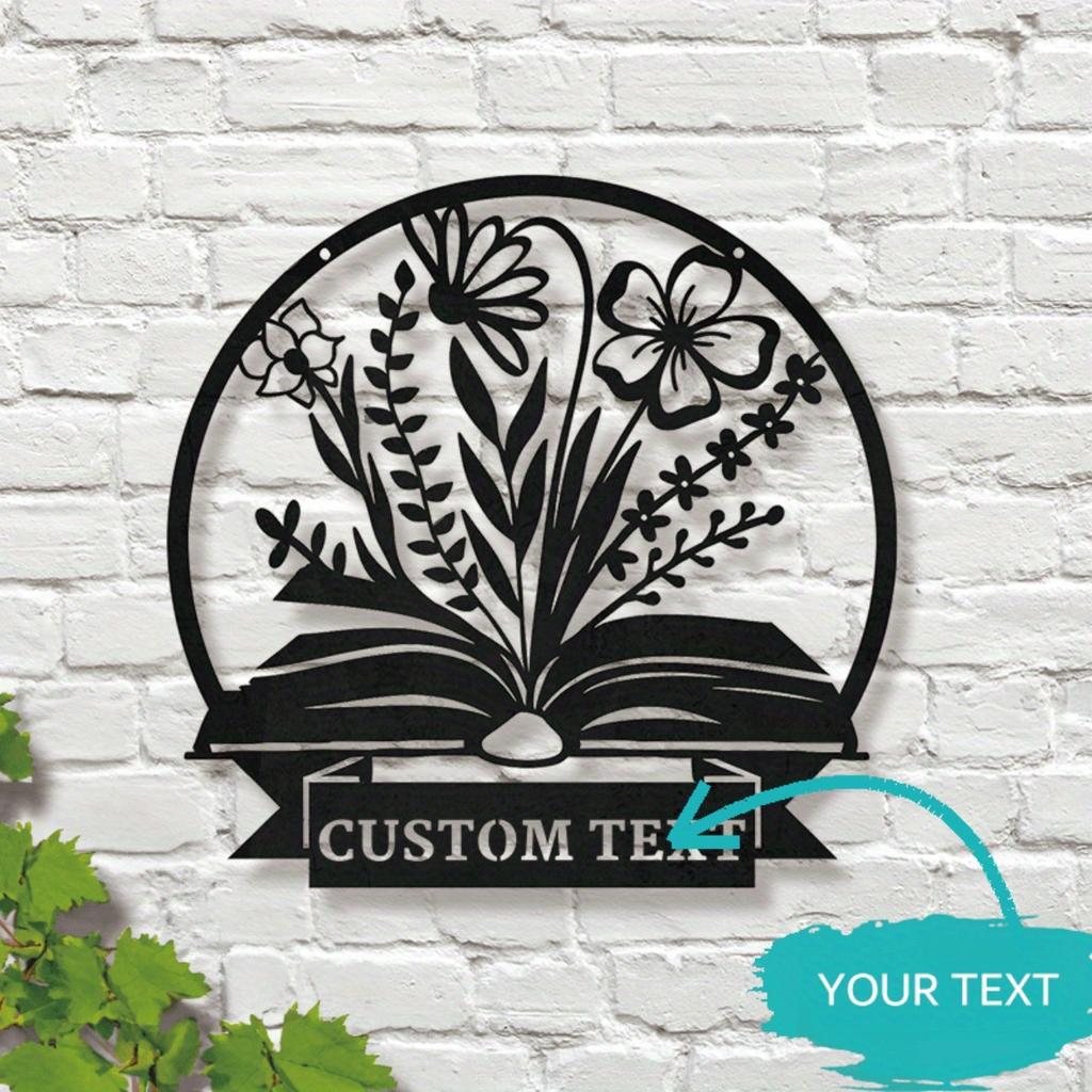 Customizable Metal Wall Art Book Lover Sign Home Decor Hanging Ornament