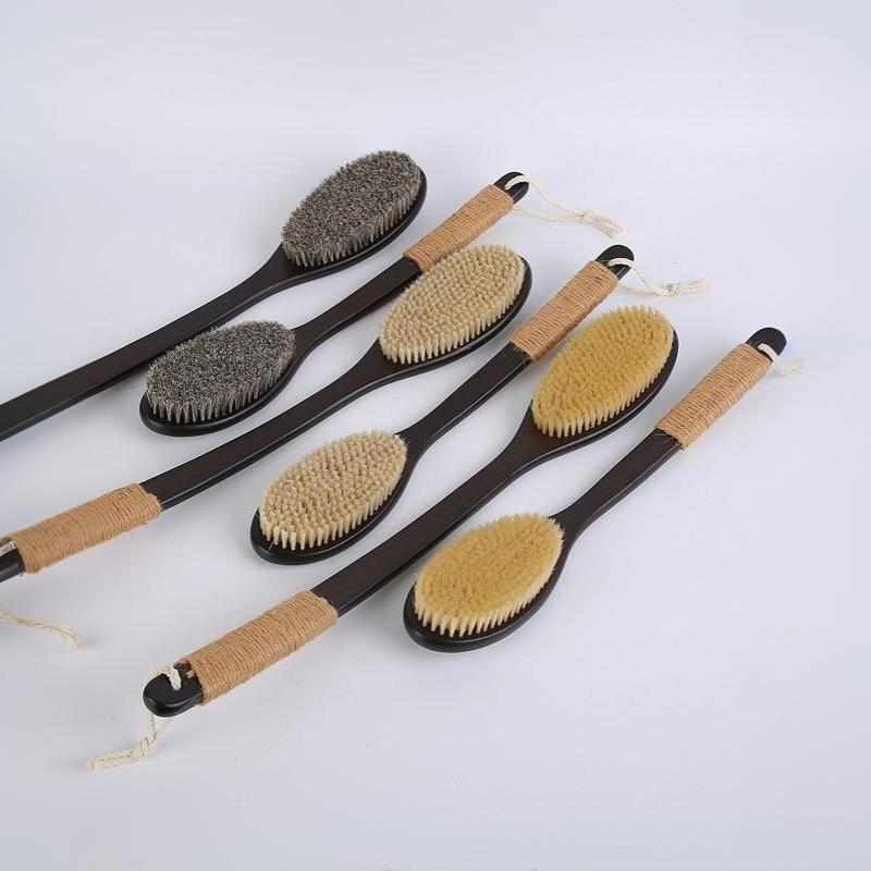 56cm/43cm Myjka do pleców pod prysznic z zakrzywionym długim uchwytem, Szczotka do ciała do użytku na mokro i na sucho, Narzędzie do mycia pleców dla mężczyzn i kobiet