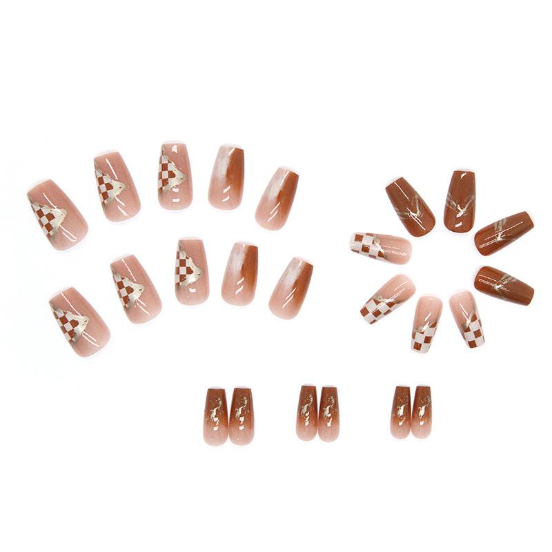 A Nail Sticker Caramel Mocha Classic Chessboard